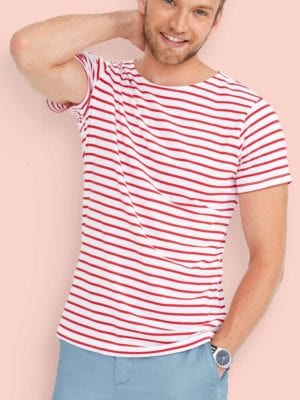 TEE-SHIRT HOMME COL ROND RAYÉ