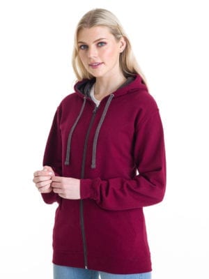 Sweat à capuche zippé bi-couleur